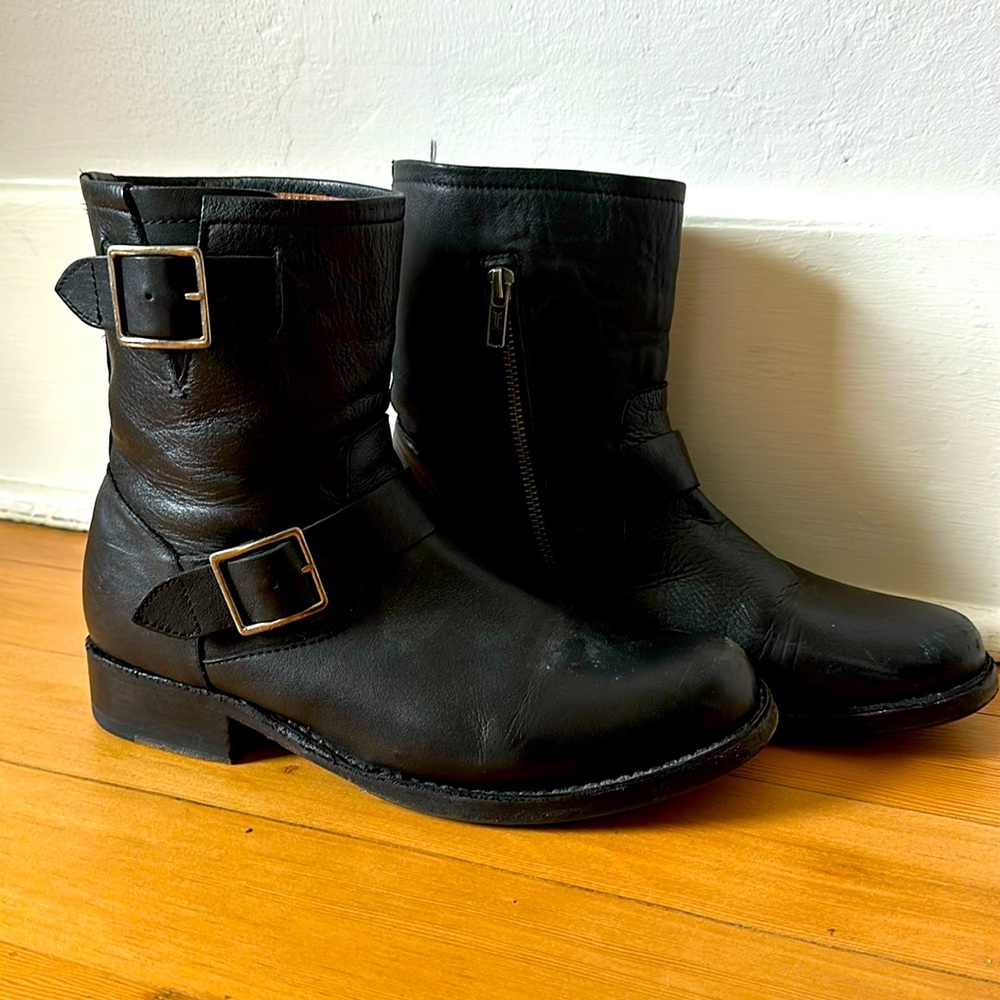 FRYE size 8.5 black motorcycle boots
